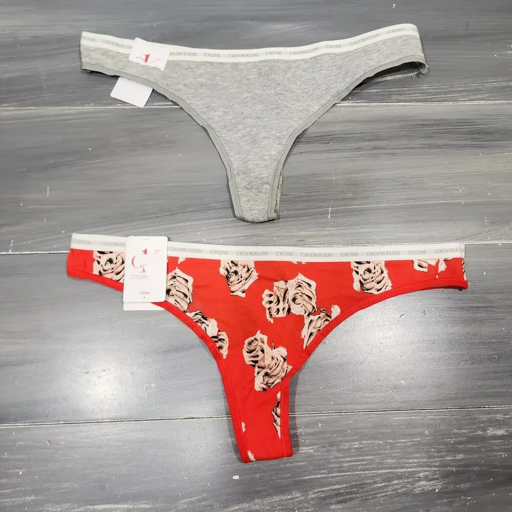 Calvin Klein ckone Thong Underwear‎ Panties Size Small Cotton Blend 2 Pair